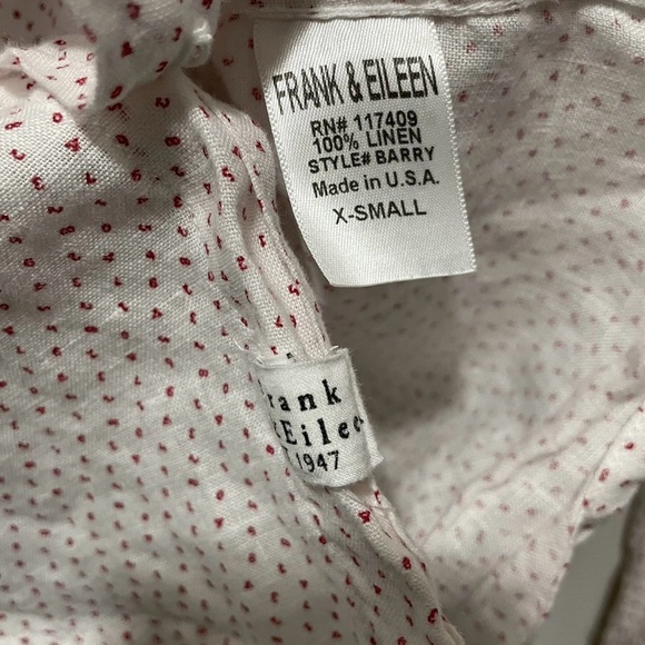 Frank & Eileen Barry Linen Shirt XS White Red Numbers Tailored Button-Up - Picture 3 of 7